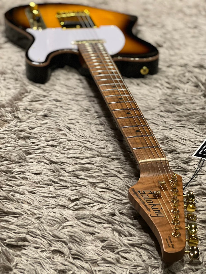 MT-1 FM 22 Deluxe Hotrail with One Piece Roasted Flame Neck in Brown Sunburst
