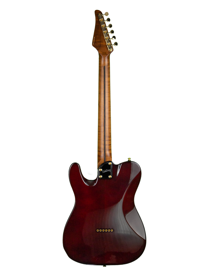 MT-1 FM 22 Deluxe Hotrail with One Piece Roasted Flame Neck in Brown Sunburst