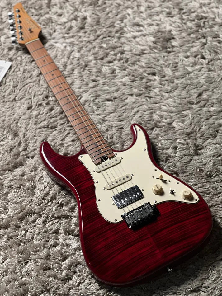 MS-11 Classic MKII in Transparent Red with Roasted  Maple FB and 5A Flame Top Nafiri Special Run