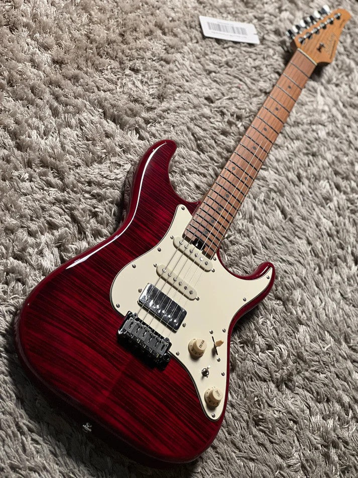 MS-11 Classic MKII in Transparent Red with Roasted  Maple FB and 5A Flame Top Nafiri Special Run