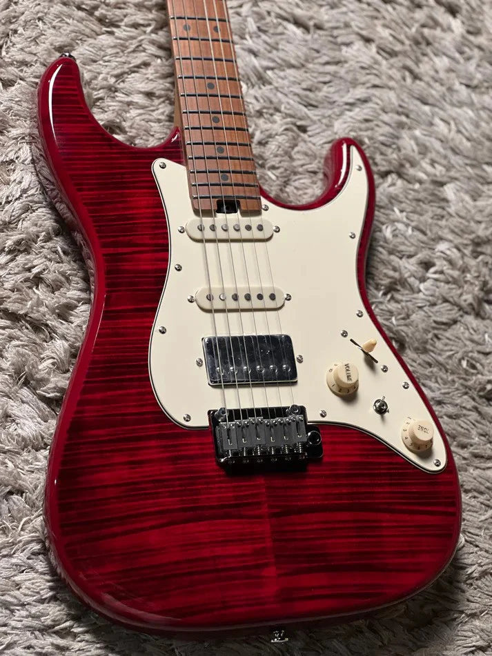 MS-11 Classic MKII in Transparent Red with Roasted  Maple FB and 5A Flame Top Nafiri Special Run