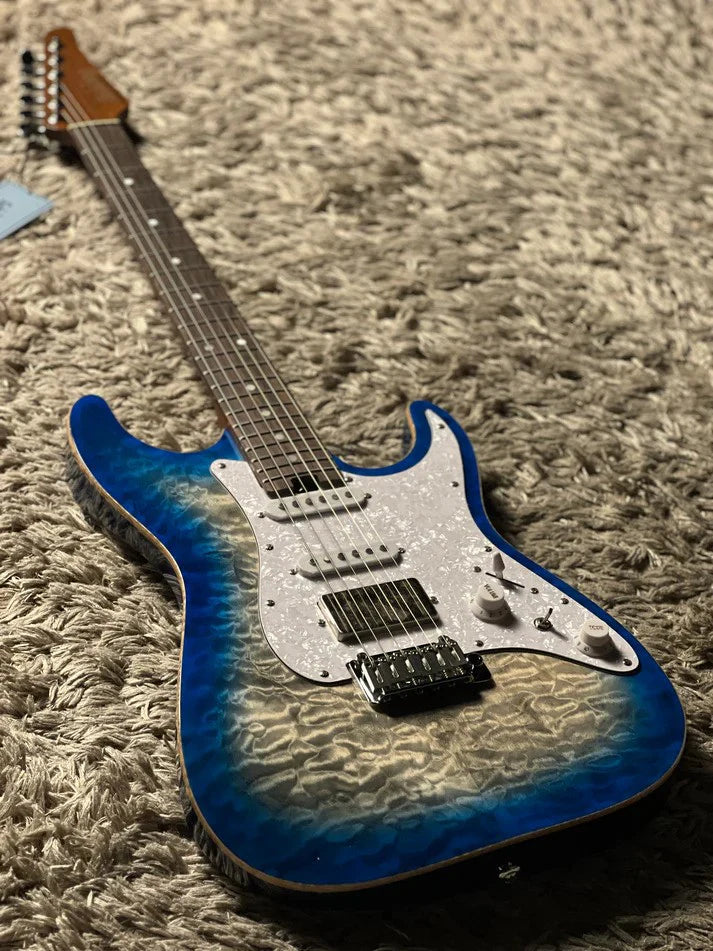 MS-1 Classic MKII Flat Top in Iridium Blue Burst with  5A Quilt Top Nafiri Special Run
