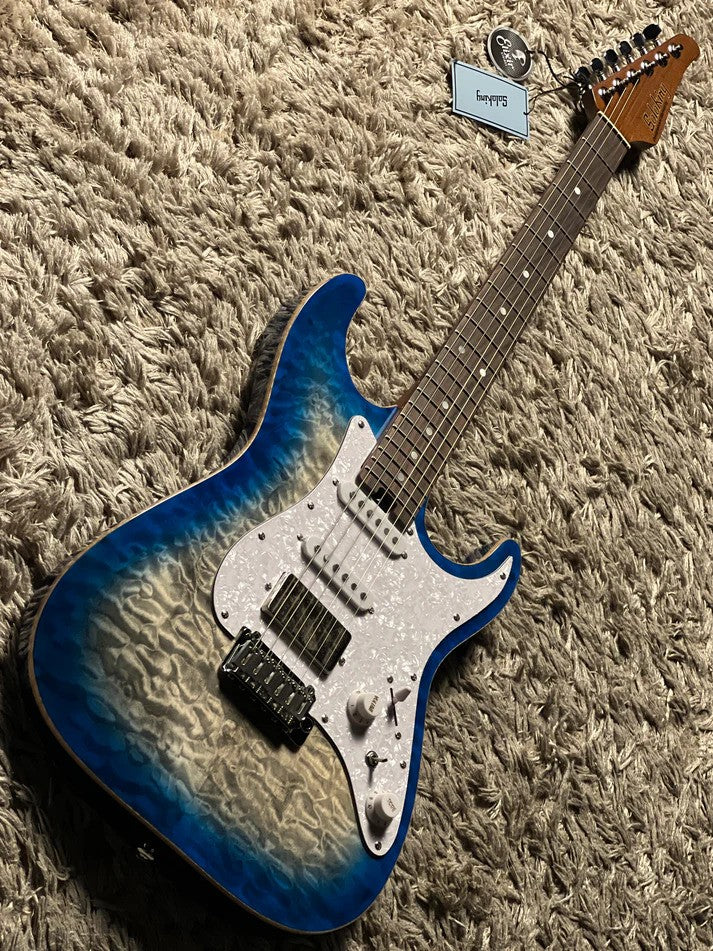 MS-1 Classic MKII Flat Top in Iridium Blue Burst with  5A Quilt Top Nafiri Special Run